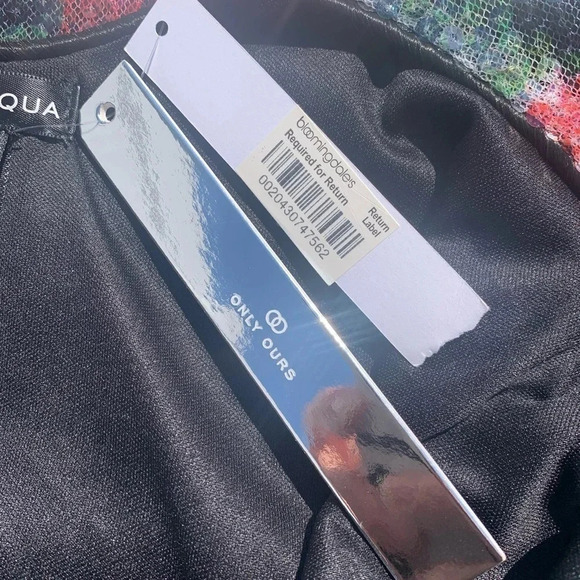 AQUA Rose Floral Print Sequin Shift Mini Dress Formal Wedding Guest Evening - Picture 9 of 10